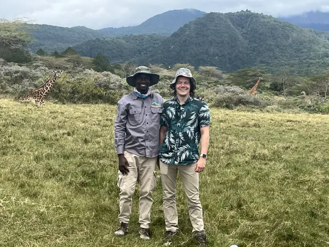 Walking safari among the giraffes