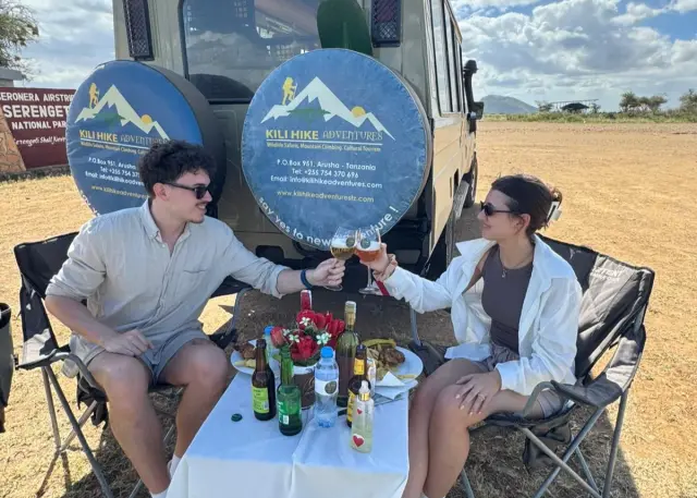 A champagne toast in the bush