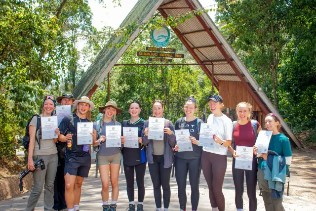 Certificates in hand after the climb
