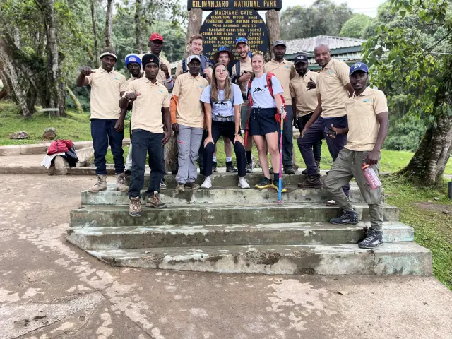 The whole crew before the climb