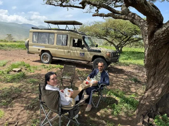 Relaxing under an acacia tree