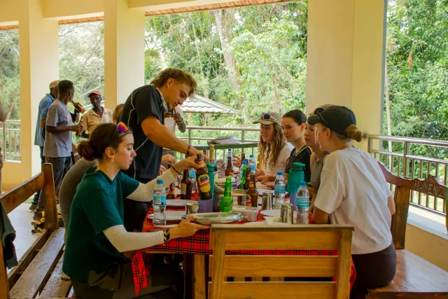 Sharing a meal on the veranda