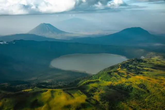 A crater lake in the highlands