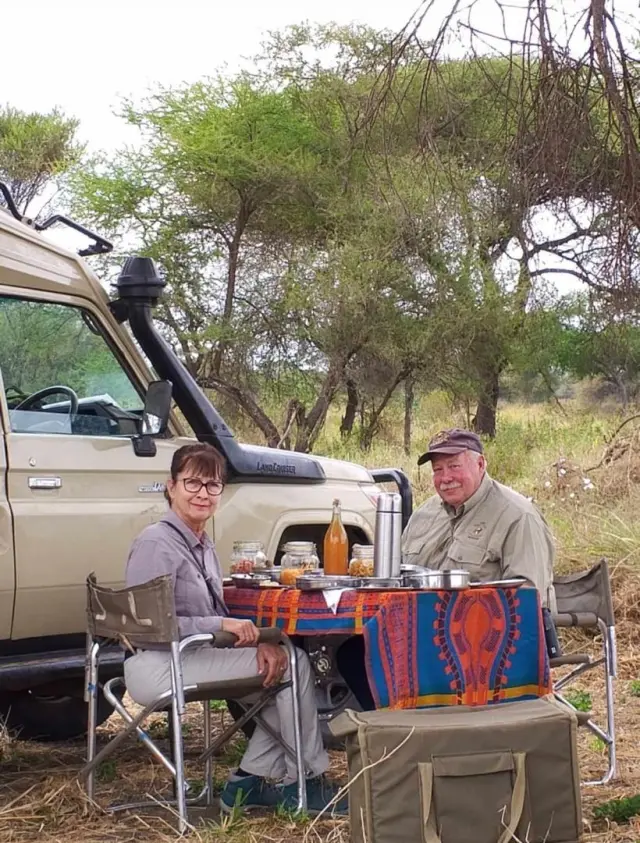 Lunch break beside the vehicle