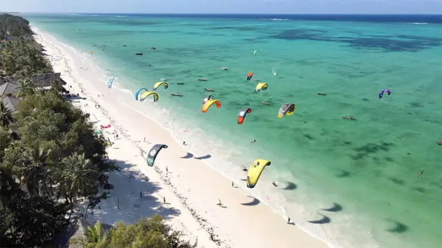 Kitesurfers off the Zanzibar coast